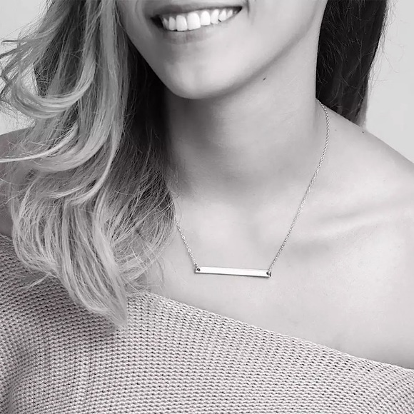 ⚜️[𝟯/$𝟮𝟴]⚜️Silver Bar Dainty Stainless Steel Necklace NEW - Picture 3 of 9